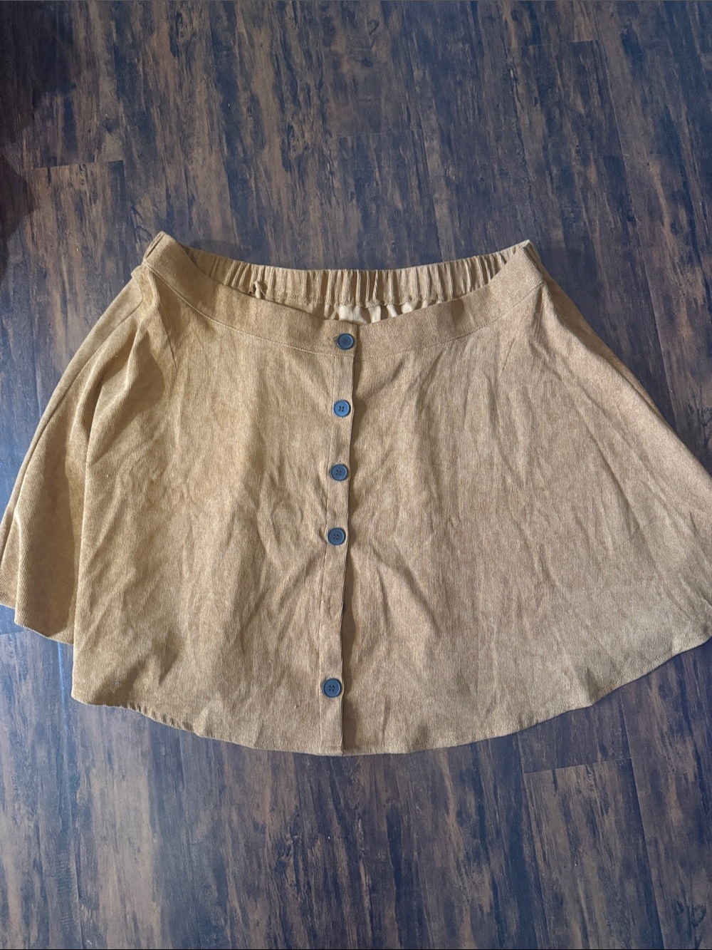 Casual Button-Front Tan Circle Skirt